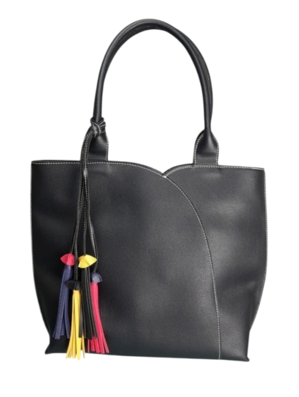 Mellow World Allure Black Vegan Leather Tassel Tote